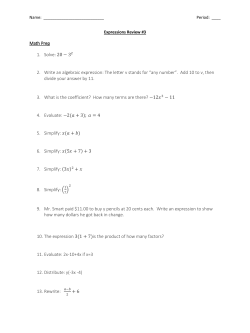 3 2. Write an algebraic expression: The letter v stands for