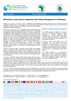 Marondera, a pilot city for Integrated Urban Water Management in