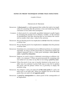 NOTES ON PROOF TECHNIQUES (OTHER THAN INDUCTION
