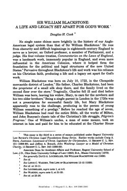 sir william blackstone: a life and legacy set apart