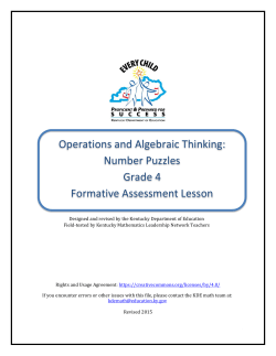 Number Puzzles Grade 4 Formative Assessment Lesson