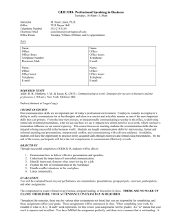 GEB 3218: Professional Speaking in Business