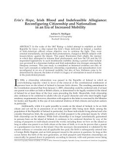 Erin`s Hope, Irish Blood and Indefeasible Allegiance: Reconfiguring