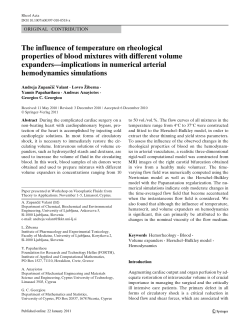 The influence of temperature on rheological properties of blood