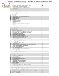 Panache Academy of Beauty &ndash; Student Consumer Information 2017