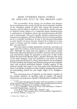 some evidence from cyprus of apolline cult in the bronze age