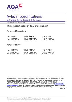 A-level MFL Administration Instructions for the conduct of the
