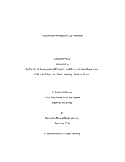 Parliamentary Procedure CDE Workshop