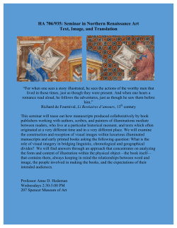 HA 706/935: Seminar in Northern Renaissance Art Text, Image, and