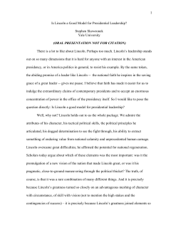 Is Lincoln a Good Model for Presidential Leadership?