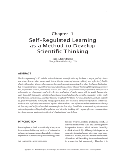 Self-Regulated Learning as a Method to Develop Scientific Thinking