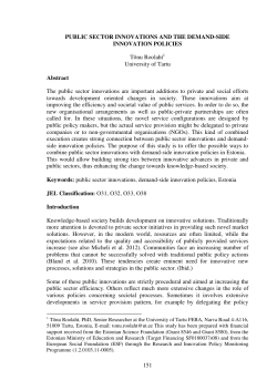 151 PUBLIC SECTOR INNOVATIONS AND THE DEMAND