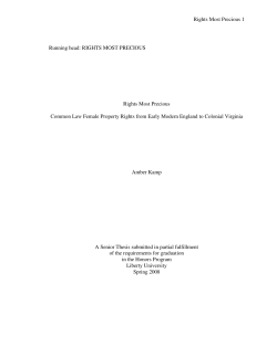 Common Law Female Property Rights from Early Modern England