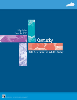 Highlights From the 2003 Kentucky State Assessment of Adult Literacy