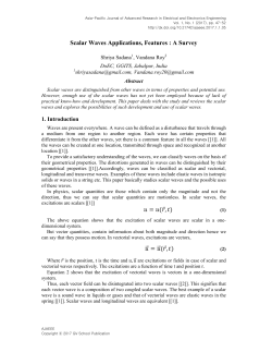 Scalar Waves Applications, Features : A Survey