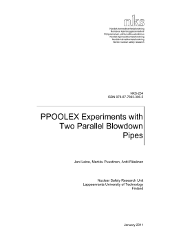 NKS-234, PPOOLEX Experiments with Two Parallel Blowdown Pipes