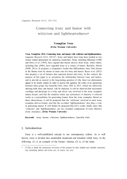 Connecting irony and humor with witticism and lightheartedness