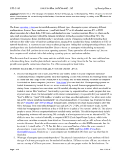 CTS 2106 LINUX INSTALLATION AND USE by Randy Gibson The