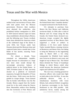 Texas and the War with Mexico