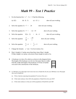 Math 99 &ndash; Homework 1