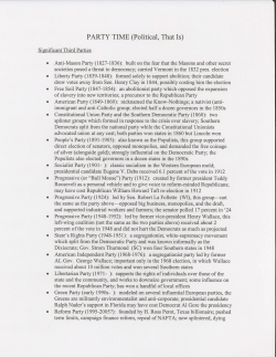 PARTY TIME (Political, That Is)