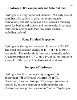 Hydrogen: It`s compounds and Selected Uses