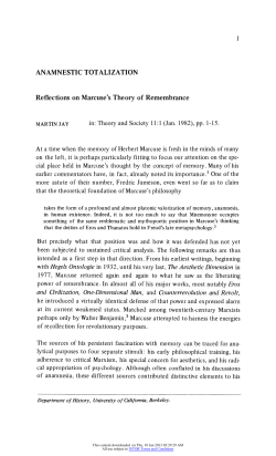 Anamnestic Totalization: Reflections on Marcuse`s Theory of