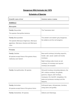 Dangerous Wild Animals Act 1976 Schedule of Species