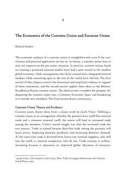 The Economics of the Customs Union - Central Asia