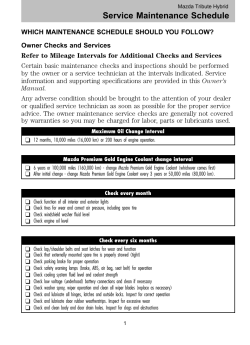 Service Maintenance Schedule