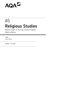 A-level Religious Studies Mark scheme RSS11 - Islam 2: The