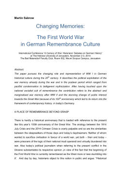 Changing Memories: The First World War in German Remembrance