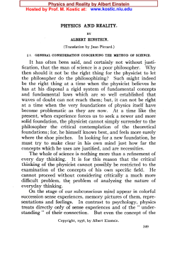 PHYSICS AND REALITY by Albert Einstein