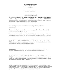 The Scranton School District Summer Reading List 2015