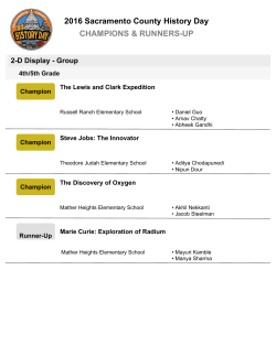 List of Champions and Runners-Up - Sacramento County Office of