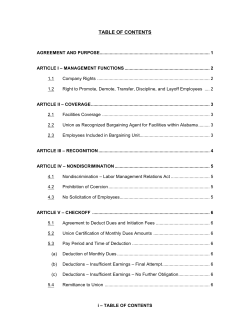 TABLE OF CONTENTS - Teamsters Local 1150