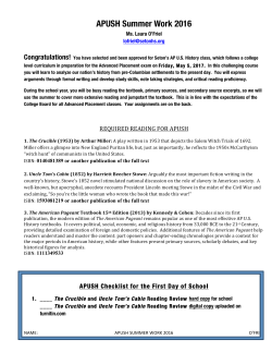 APUSH Summer Work 2016