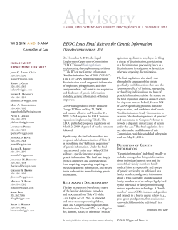 EEOC Issues Final Rule on the Genetic Information