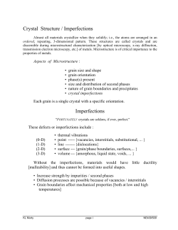 Crystal Structure / Imperfections Imperfections