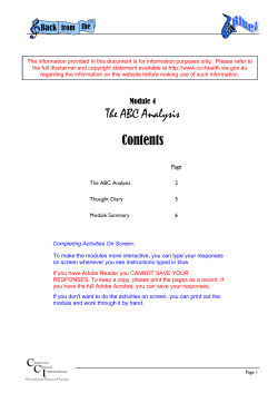 Module 4: The ABC Analysis - Centre for Clinical Interventions