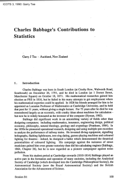 Charles Babbage`s Contributions to Statistics