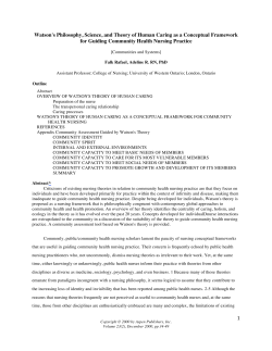 1 Watson`s Philosophy, Science, and Theory of Human Caring as a