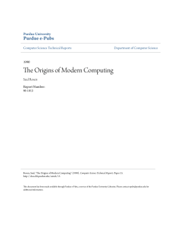 The Origins of Modern Computing - Purdue e-Pubs