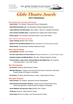 Globe Theatre Awards 2013-Nominees
