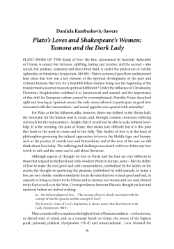 Plato`s Loves and Shakespeare`s Women: Tamora and the Dark Lady
