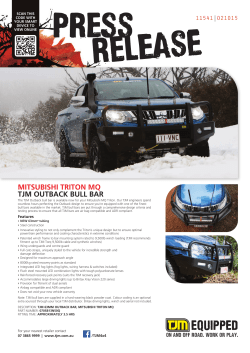 MITSUBISHI TRITON MQ TJM OUTBACK BULL BAR