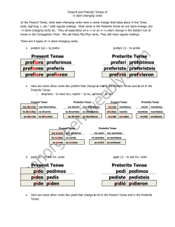 Present Tense Preterite Tense prefiero preferimos prefer&iacute; preferimos