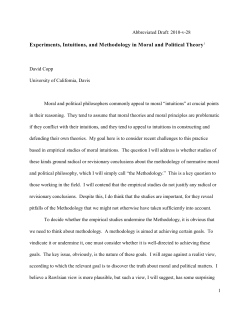 Experiments, Intuitions, and Methodology in Moral and Political
