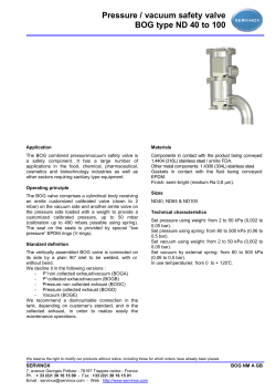 Pressure / vacuum safety valve BOG type ND 40 to 100