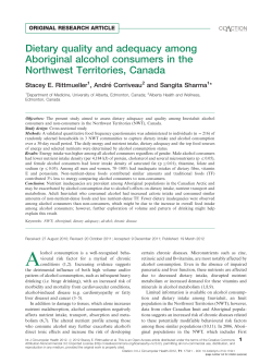 Dietary quality and adequacy among Aboriginal alcohol consumers
